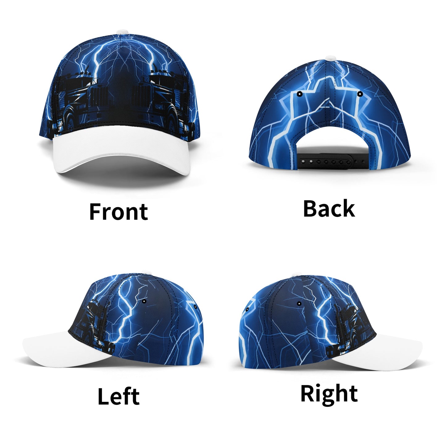 SemiHats Exclusive All Over Print Blue Lightning Trucker Baseball Cap