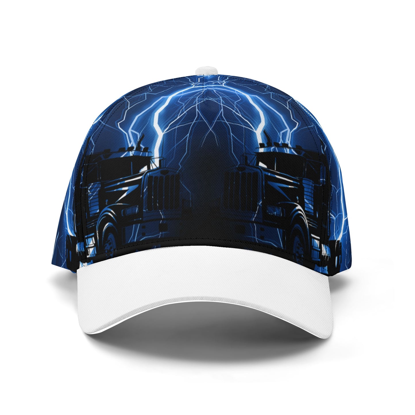 SemiHats Exclusive All Over Print Blue Lightning Trucker Baseball Cap