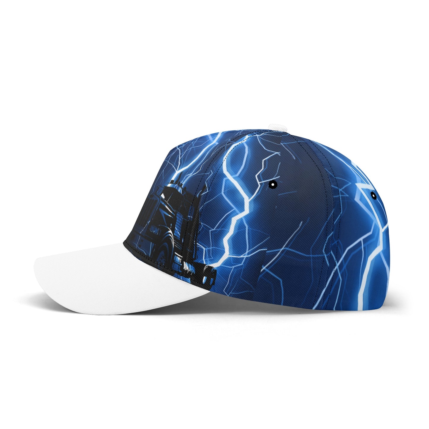 SemiHats Exclusive All Over Print Blue Lightning Trucker Baseball Cap