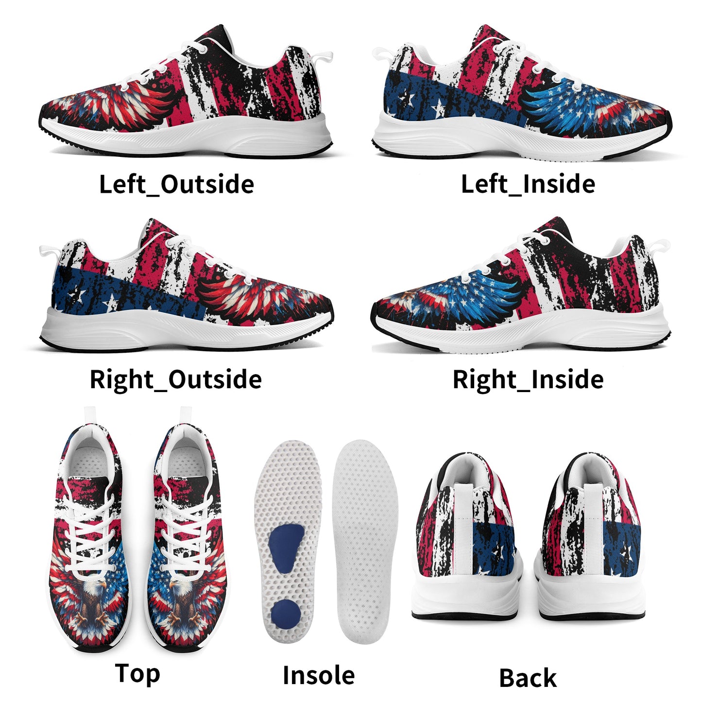 Exclusive All-Over American Eagle Design Adult Lightweight Brand Walking Shoes Running Shoes