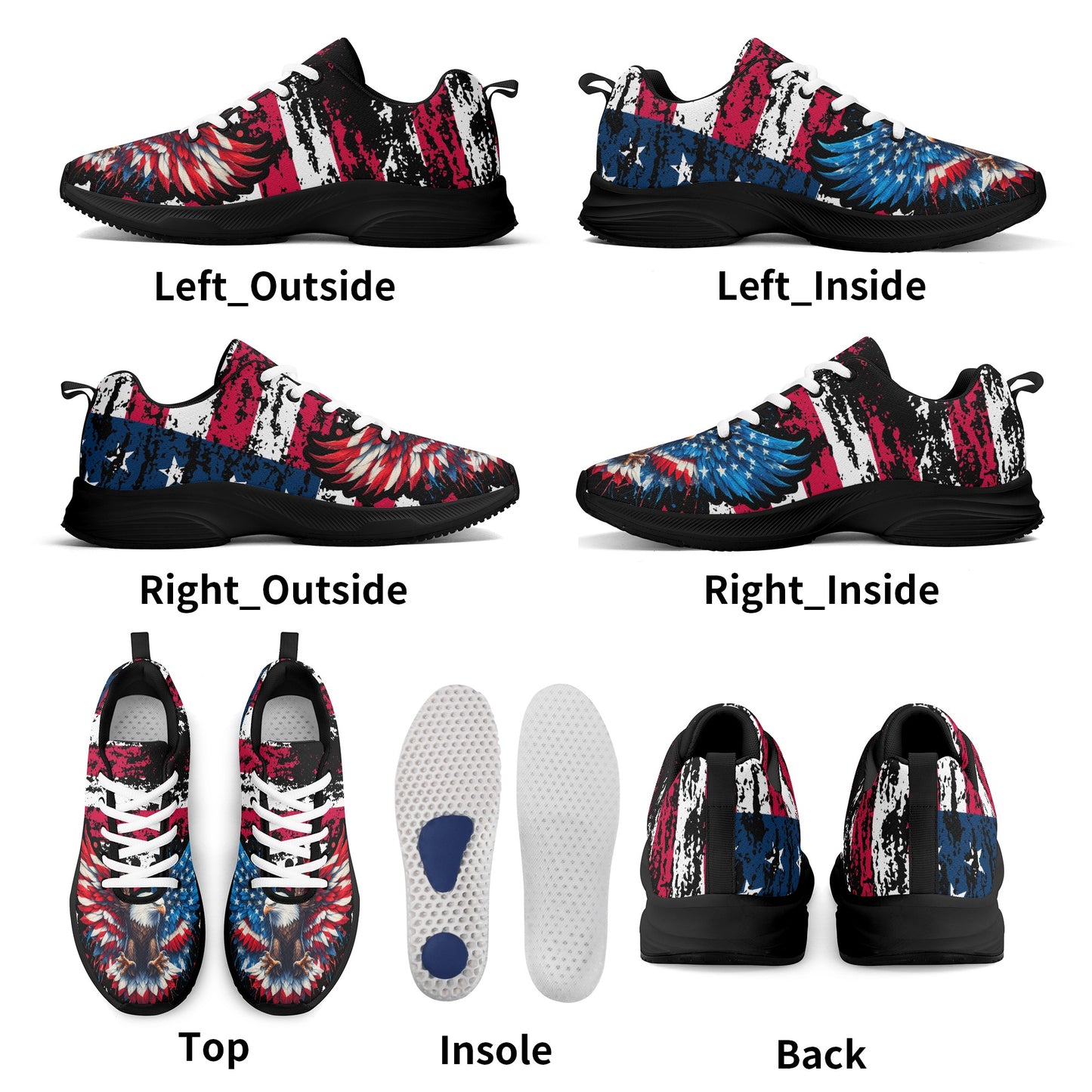 Exclusive All-Over American Eagle Design Adult Lightweight Brand Walking Shoes Running Shoes