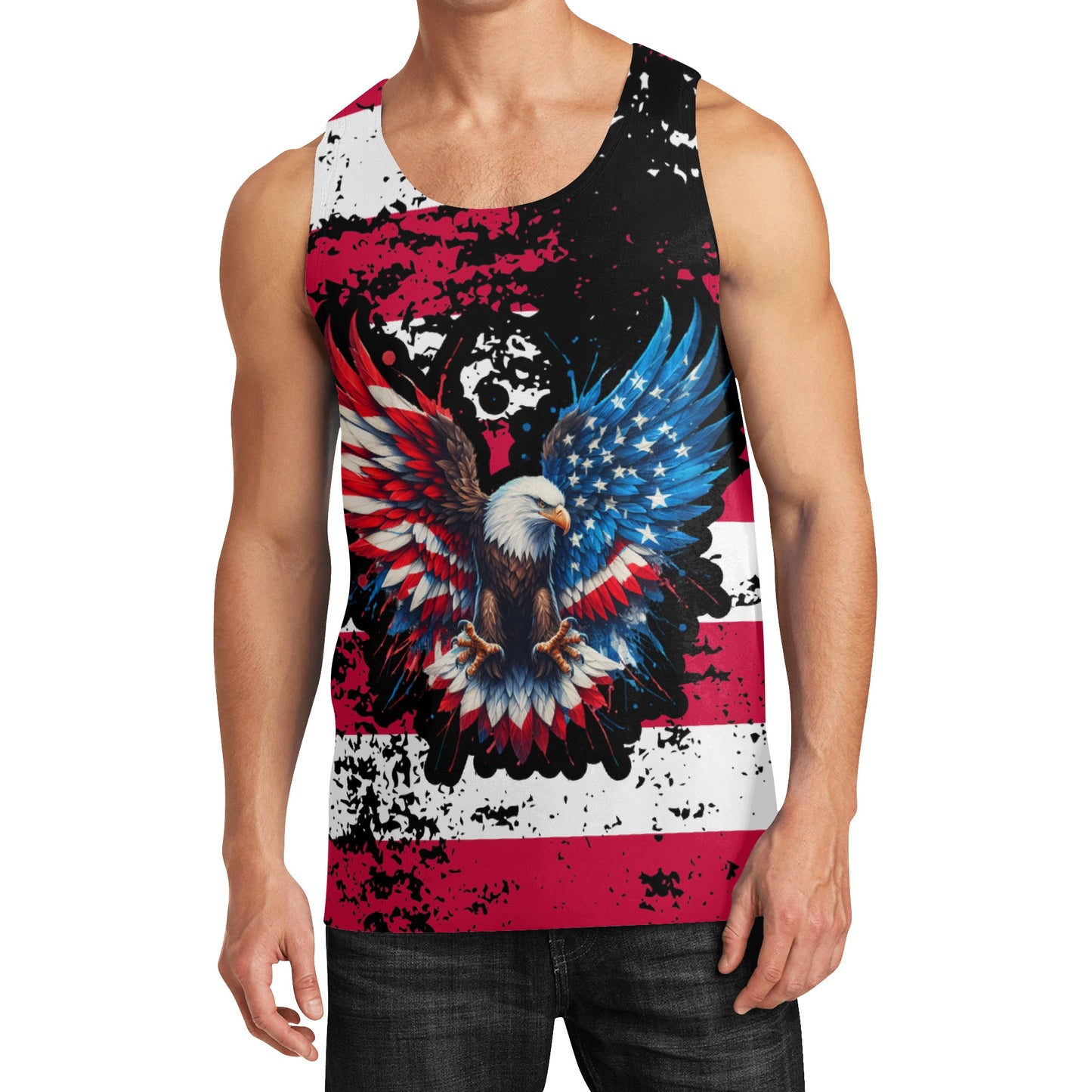 Mens American Eagle Design  All Over Print Sleeveless Tank Top