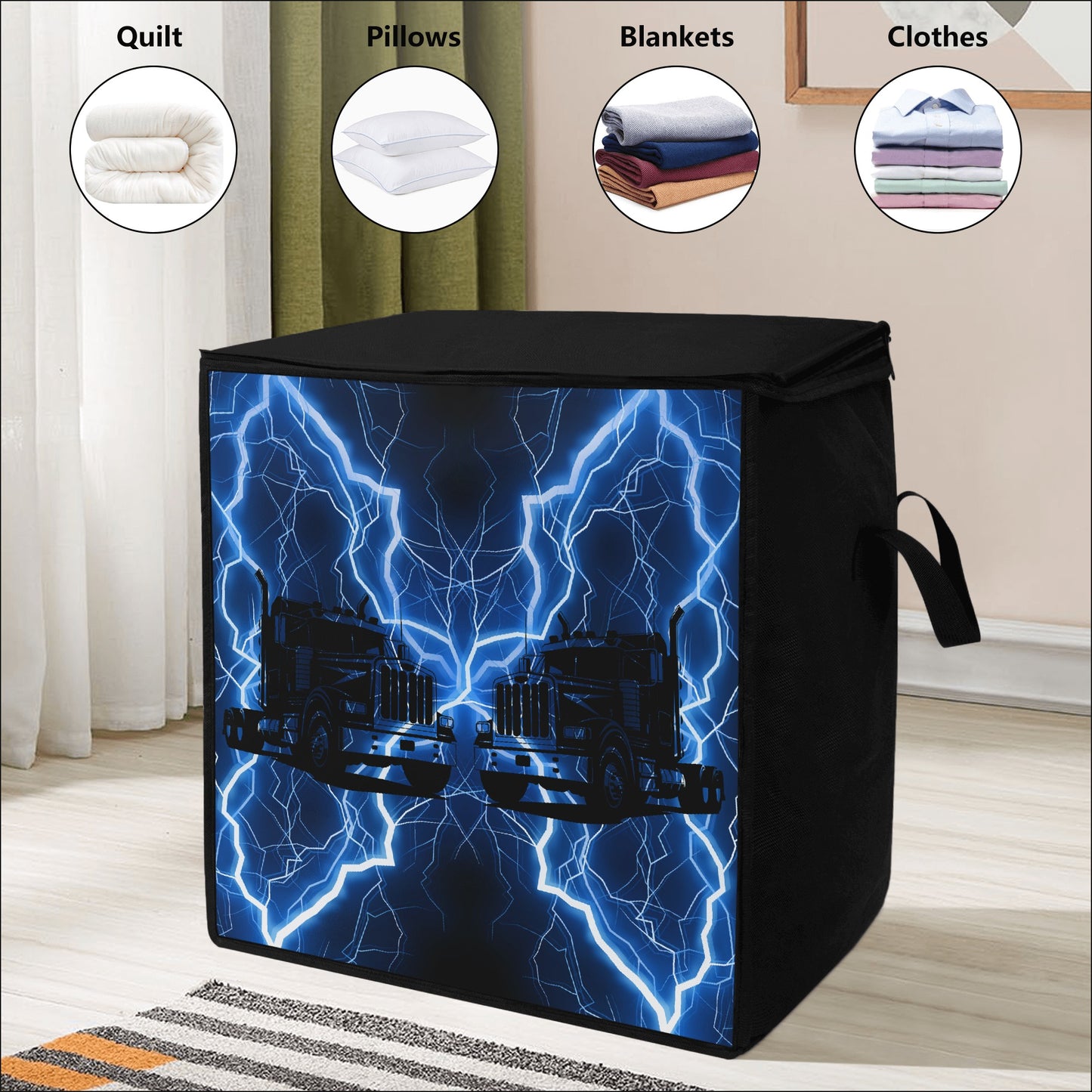 Blue Lightning Trucker Bedding Storage Box Bag