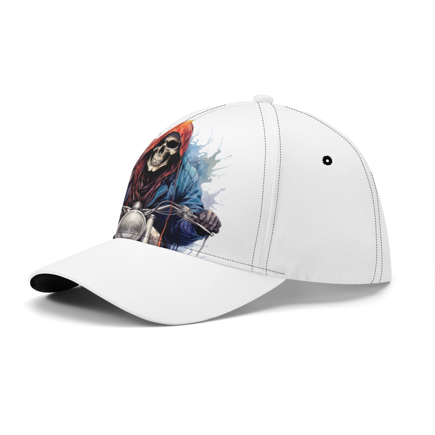 Reaper on Motorcycle Baseball Cap