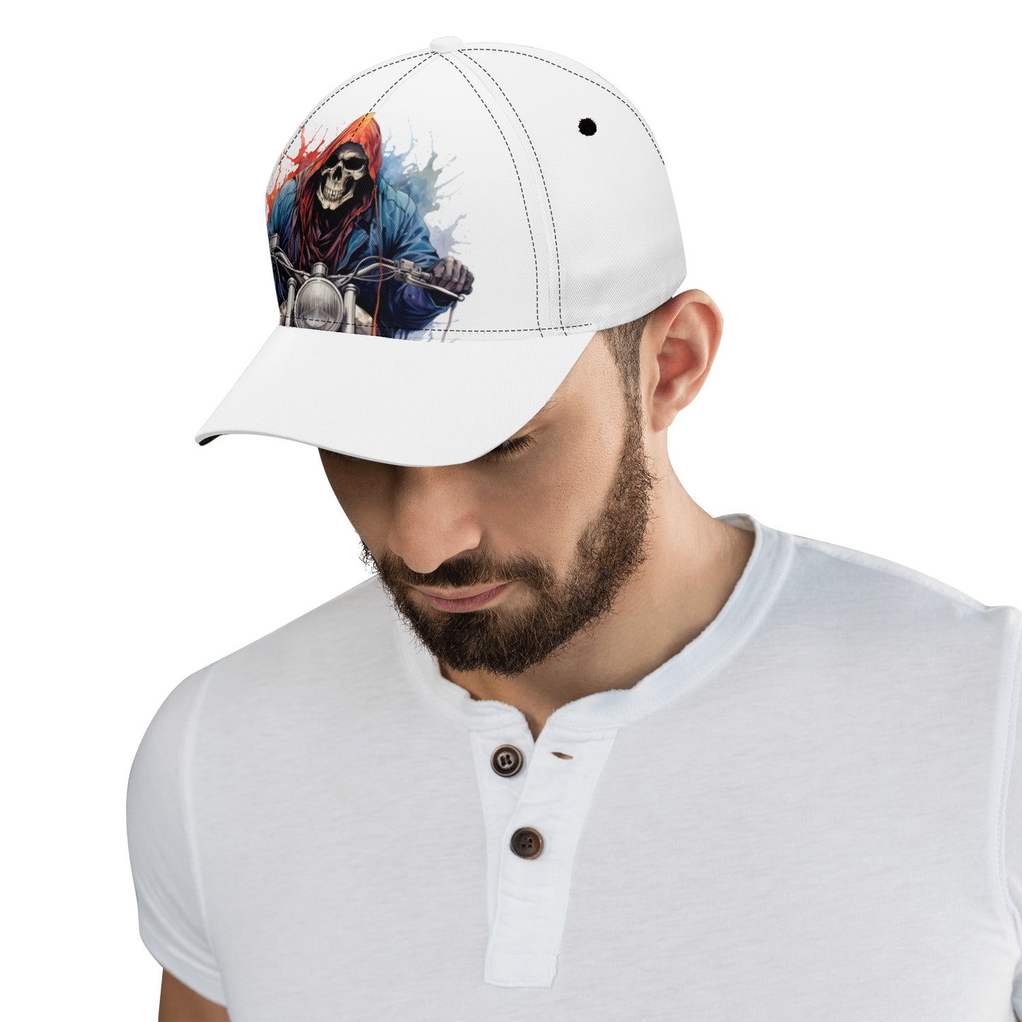 Reaper on Motorcycle Baseball Cap