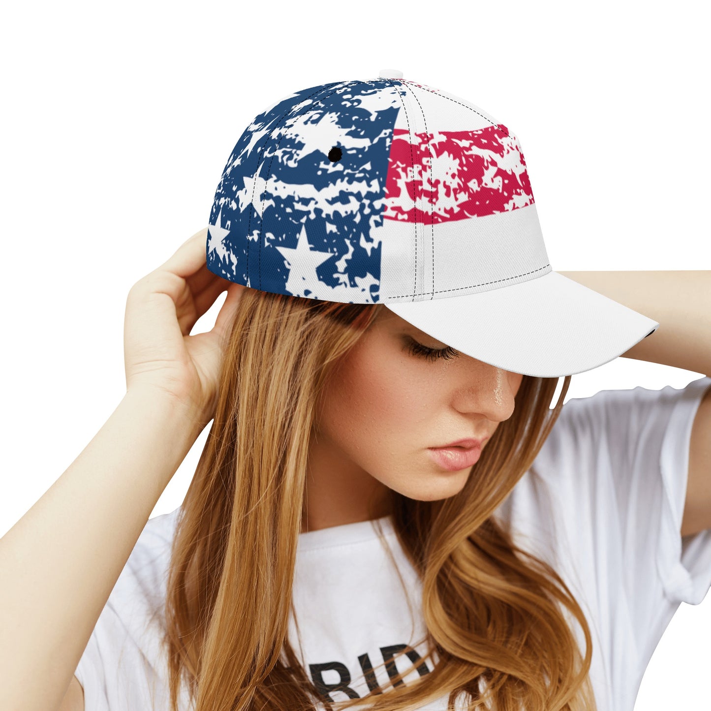 Faded Distressed American Flag All-over Print Baseball Cap