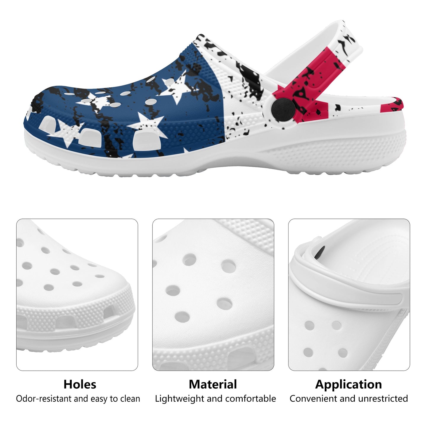 Distressed American Flag Mens All Over Printing Classic Sandals