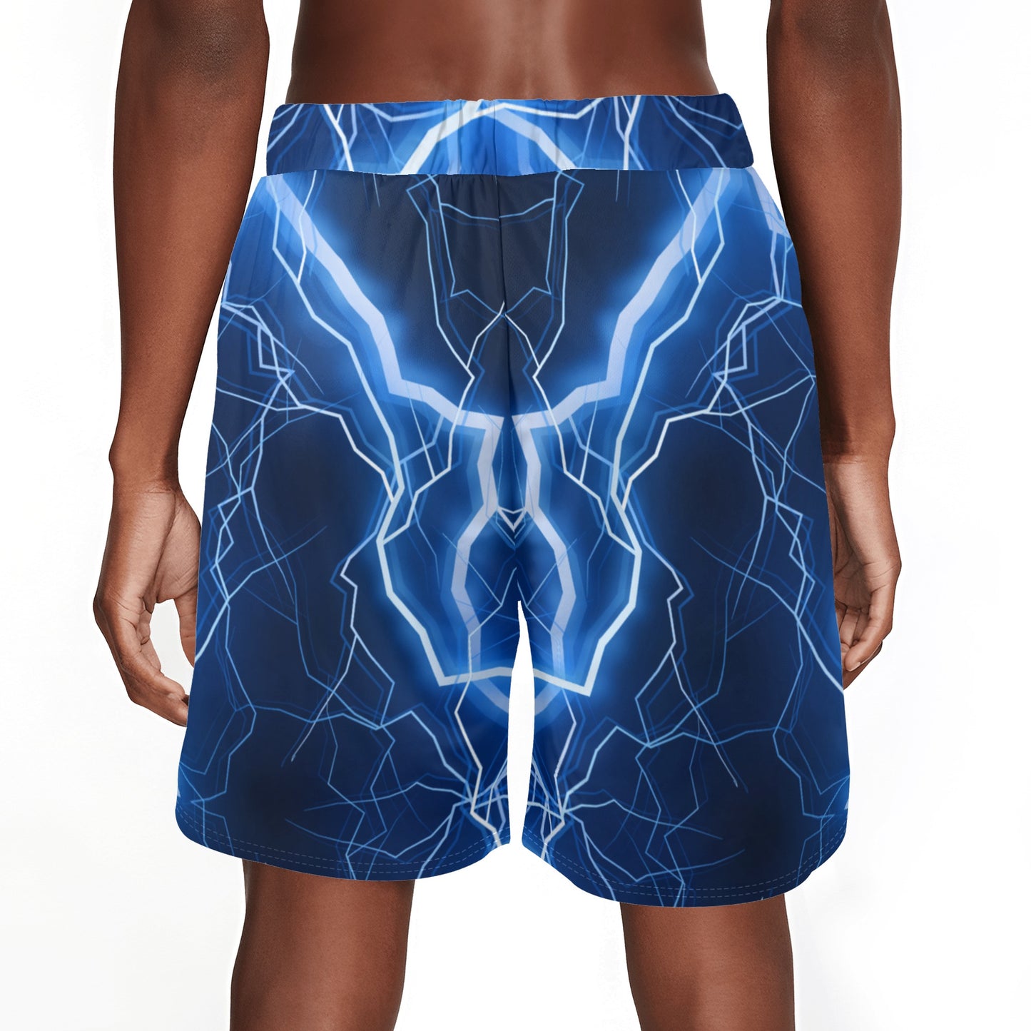 Exclusive Blue Lightning Trucker Mens Basketball Mesh Shorts Sea Life Swim Trunks