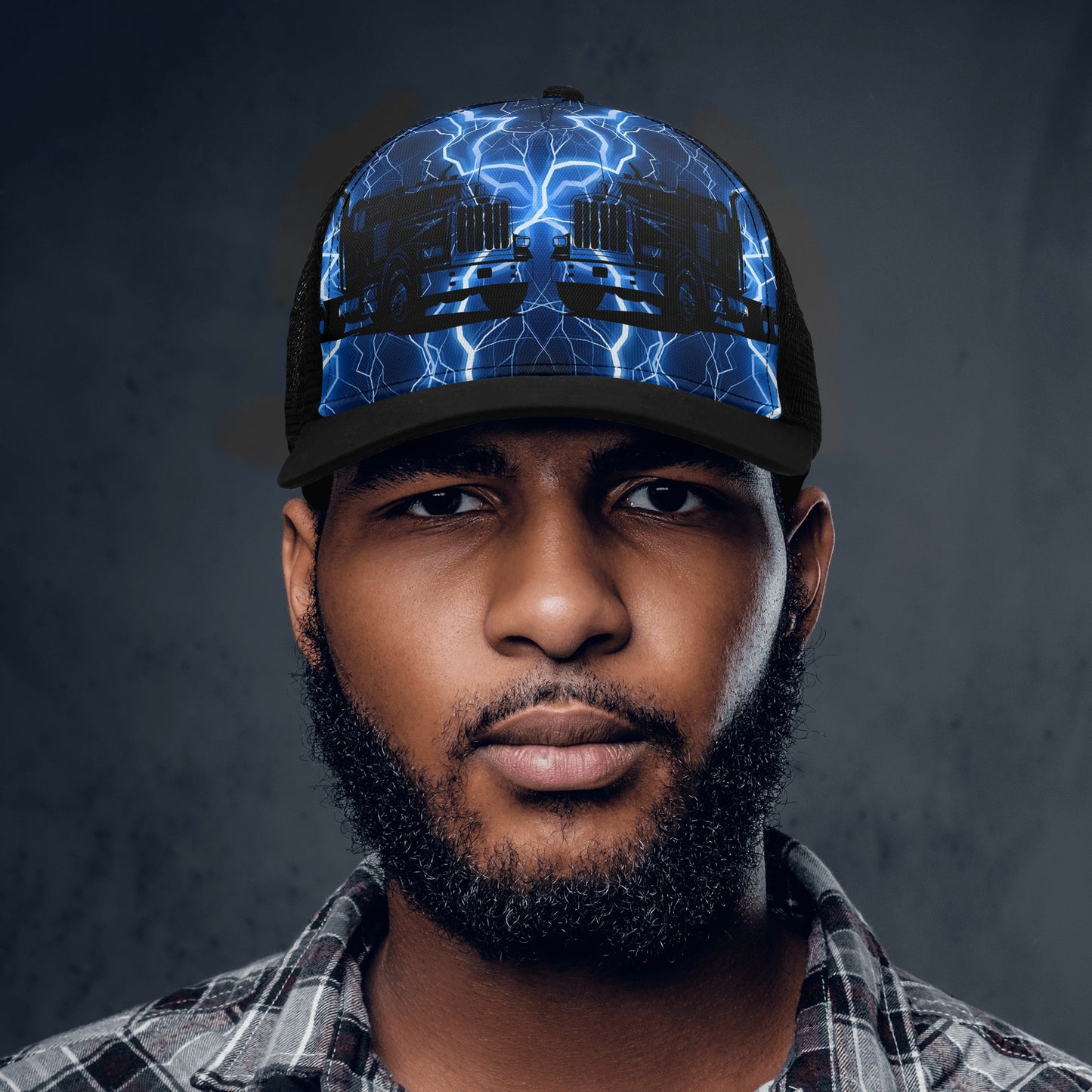 Blue Lightning Trucker Mesh Trucker Hat