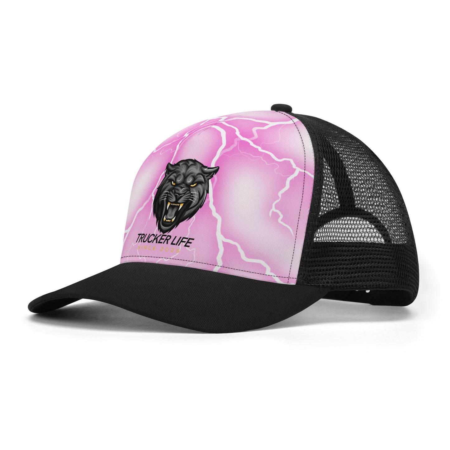 Pink Lightning Trucker Life Mesh Trucker Hats