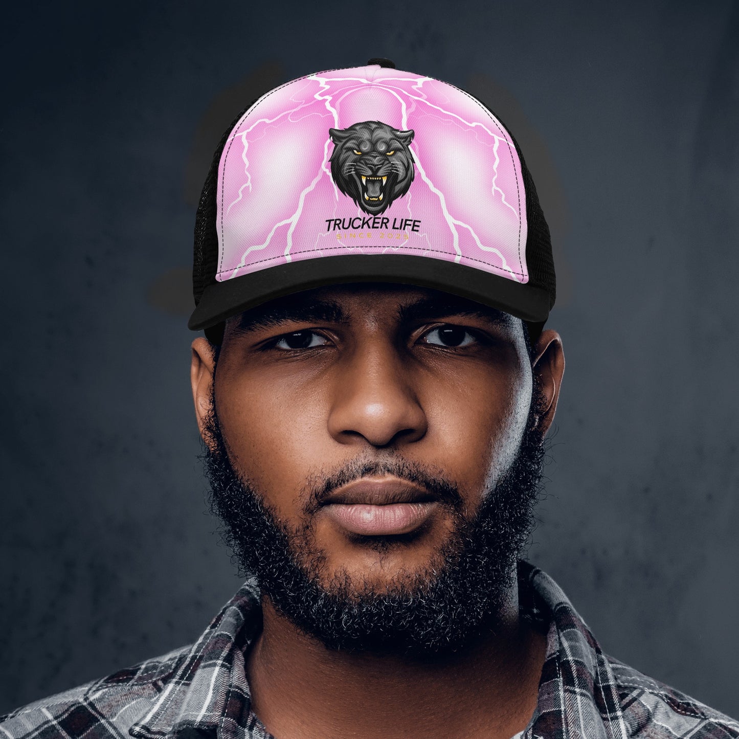 Pink Lightning Trucker Life Mesh Trucker Hats