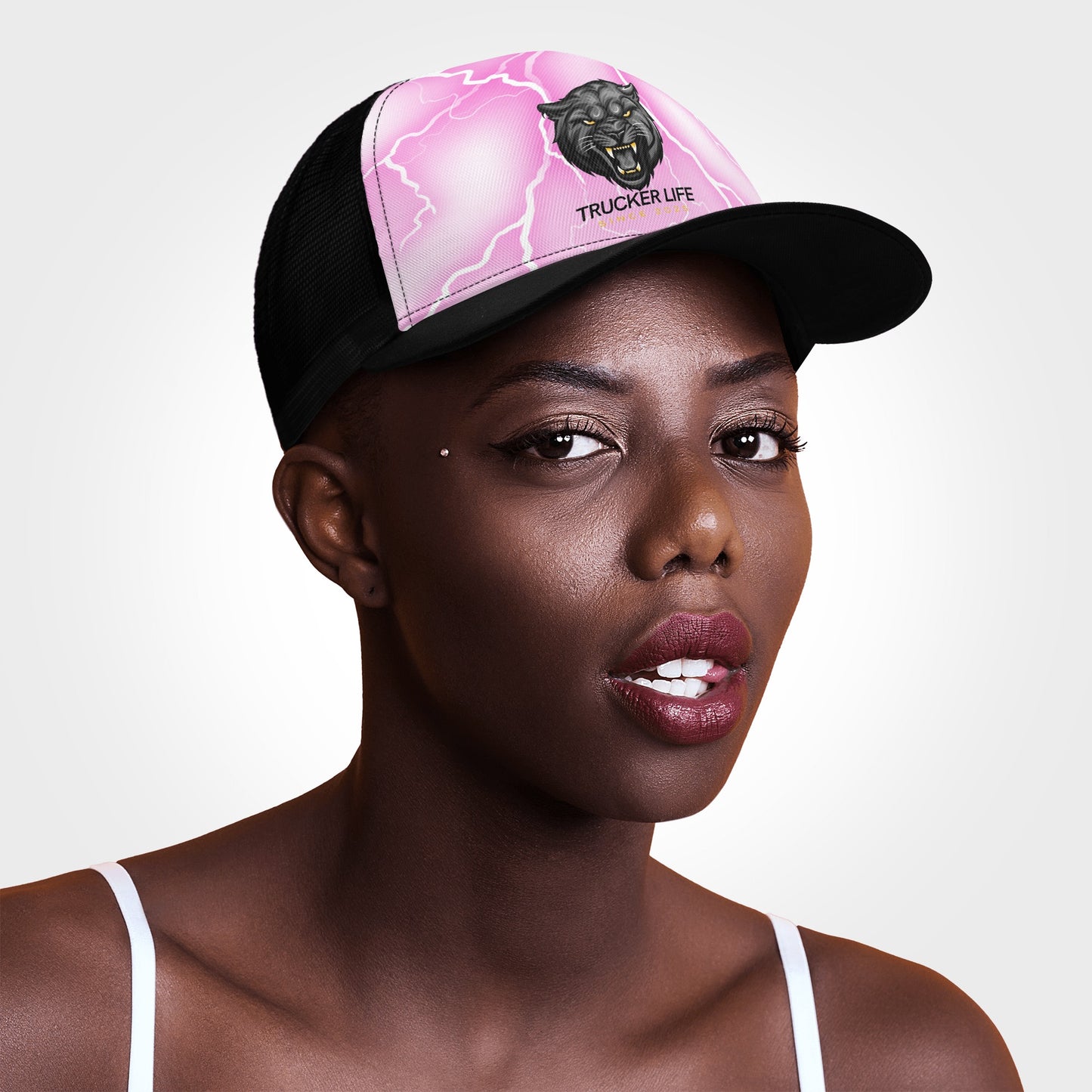 Pink Lightning Trucker Life Mesh Trucker Hats