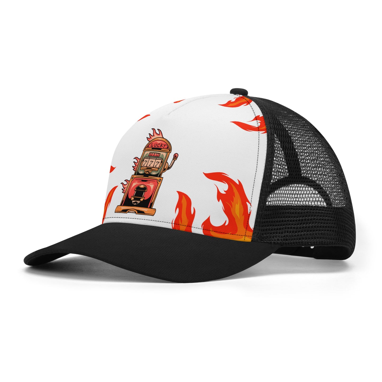 Tattoo Slot Machine Design Mesh Trucker Hat