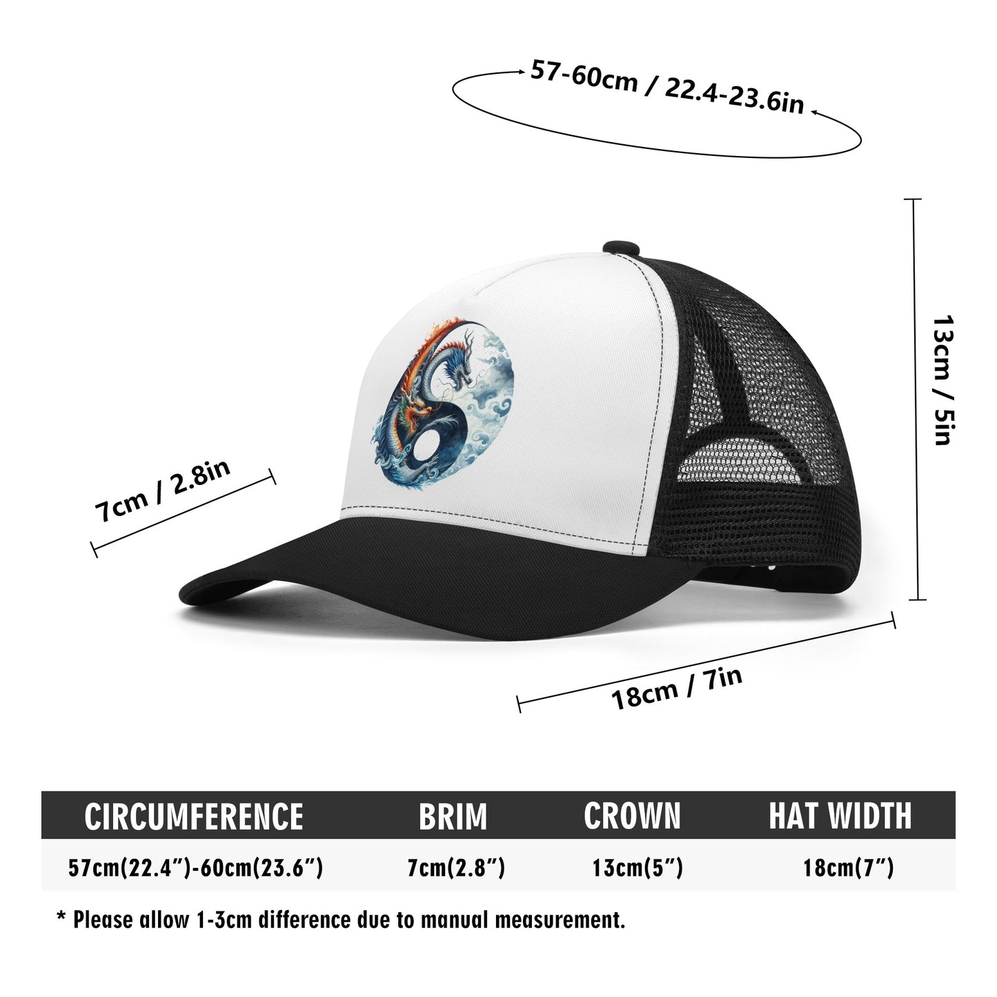 Yin Yang Design Mesh Trucker Hat