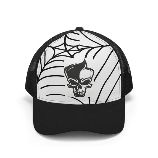 Spiderweb Skull Design Mesh Trucker Hat