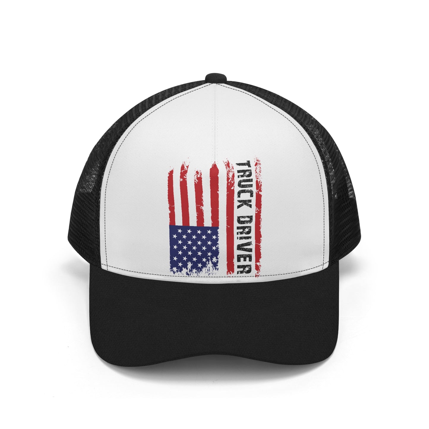 Truck Driver US Flag Design Mesh Trucker Hat