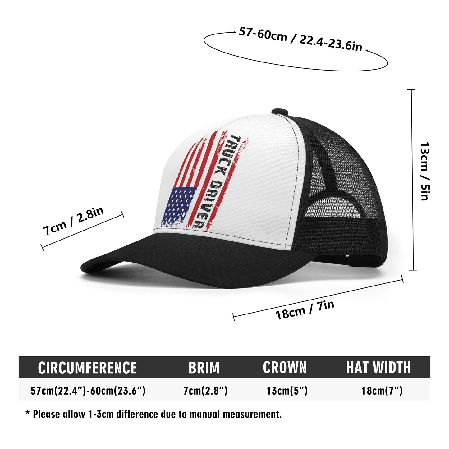 Truck Driver US Flag Design Mesh Trucker Hat