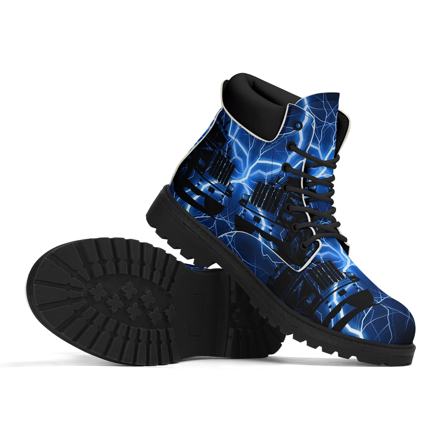 Blue Lightning Trucker Mens Upgraded Black Outsole Leather All Season Boots