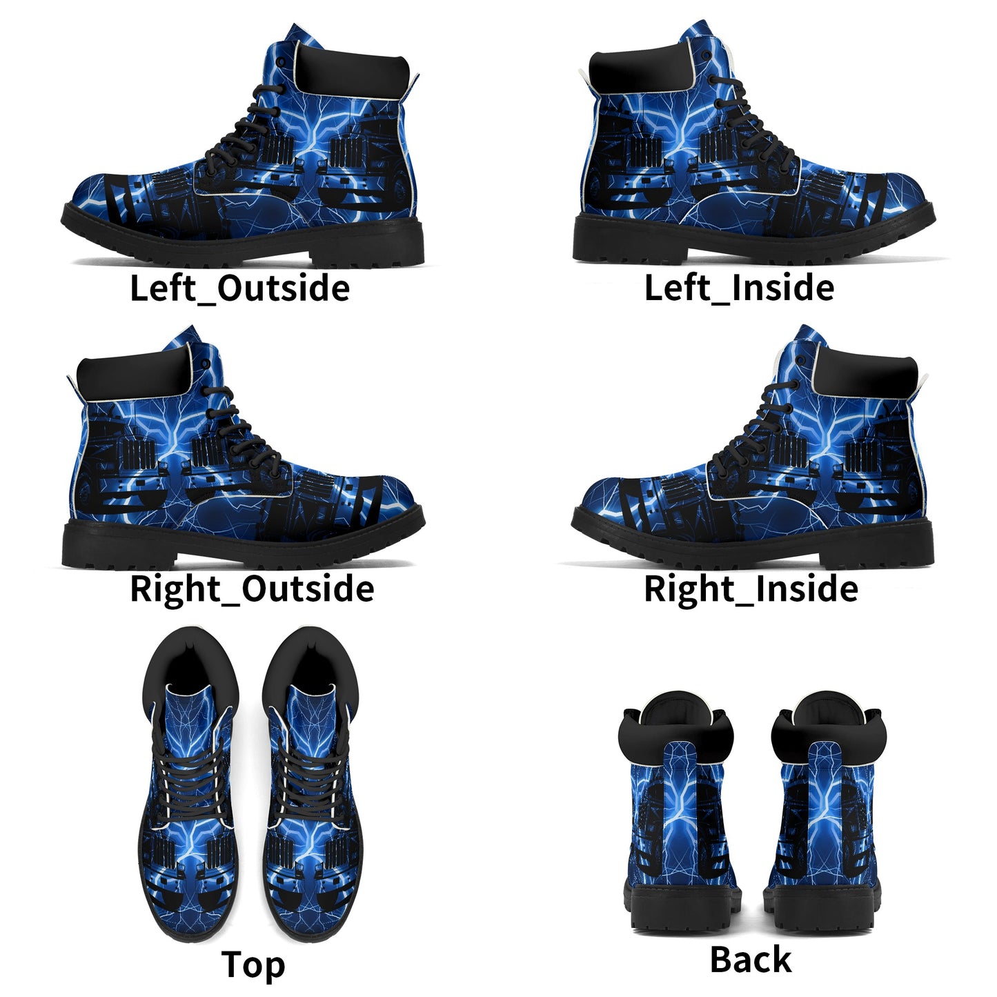 Blue Lightning Trucker Mens Upgraded Black Outsole Leather All Season Boots