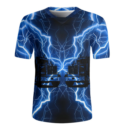 Blue Lightning Trucker Mens All Over Print Football Rugby Jersey