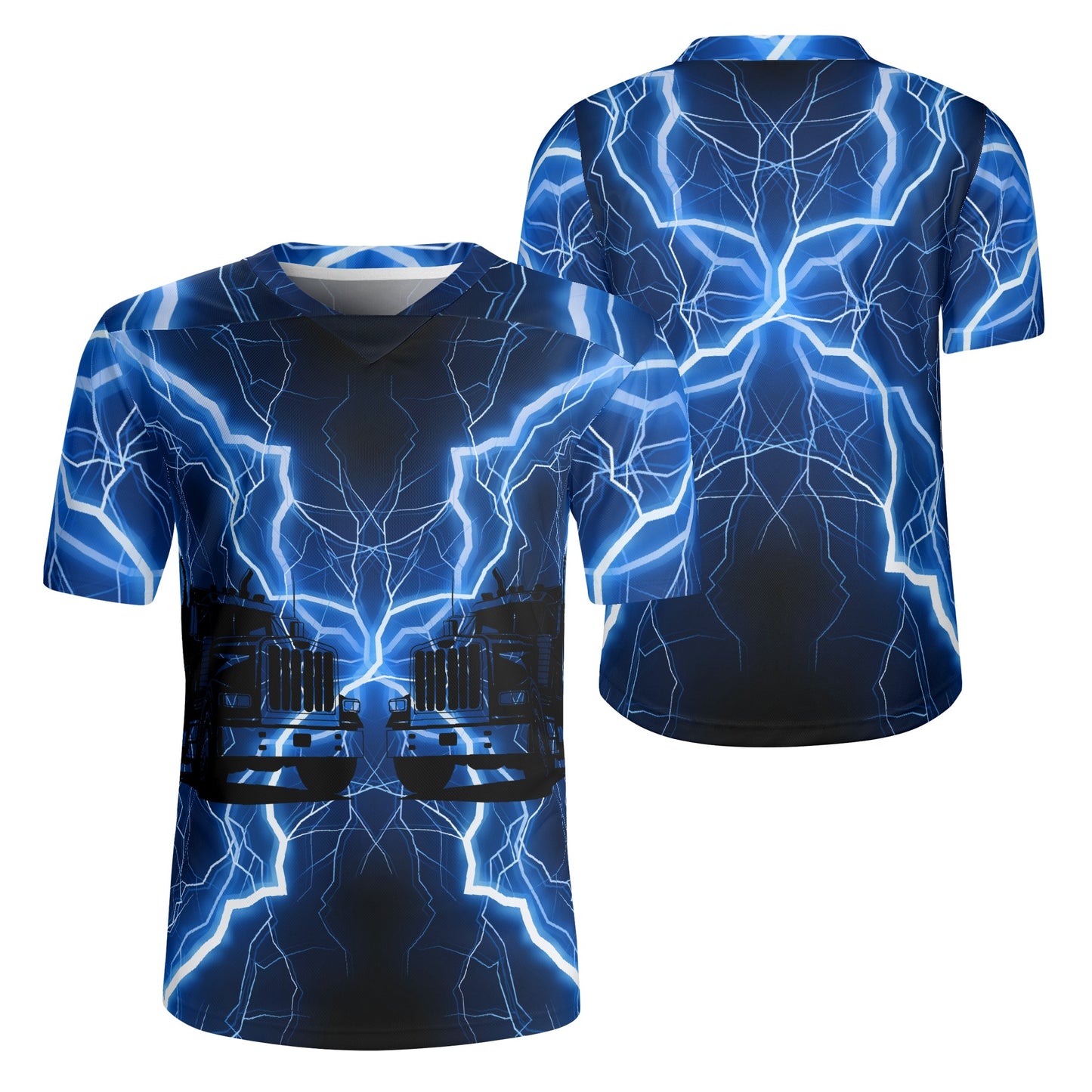 Blue Lightning Trucker Mens All Over Print Football Rugby Jersey