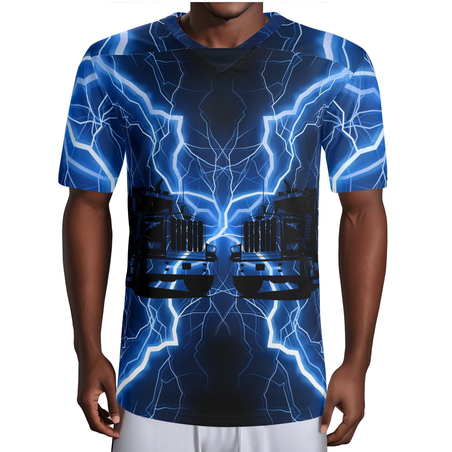 Blue Lightning Trucker Mens All Over Print Football Rugby Jersey