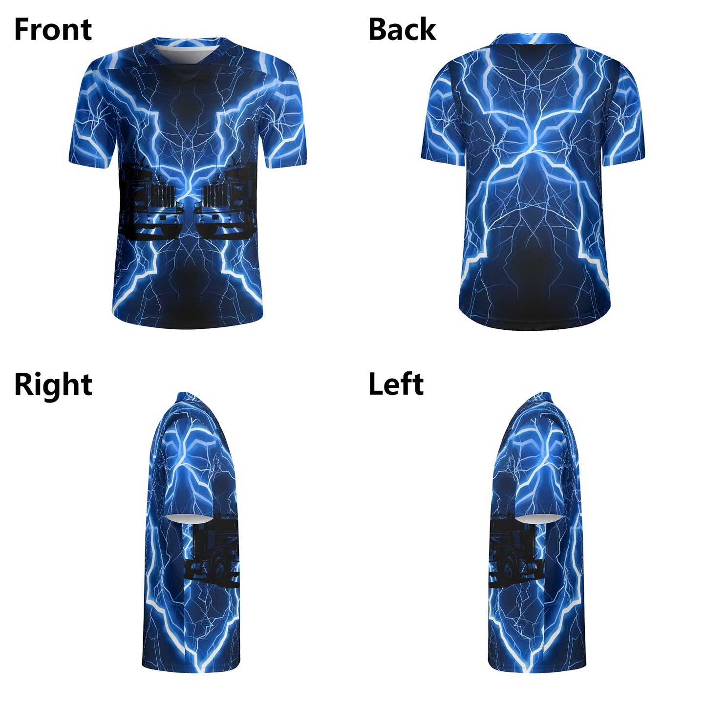 Blue Lightning Trucker Mens All Over Print Football Rugby Jersey