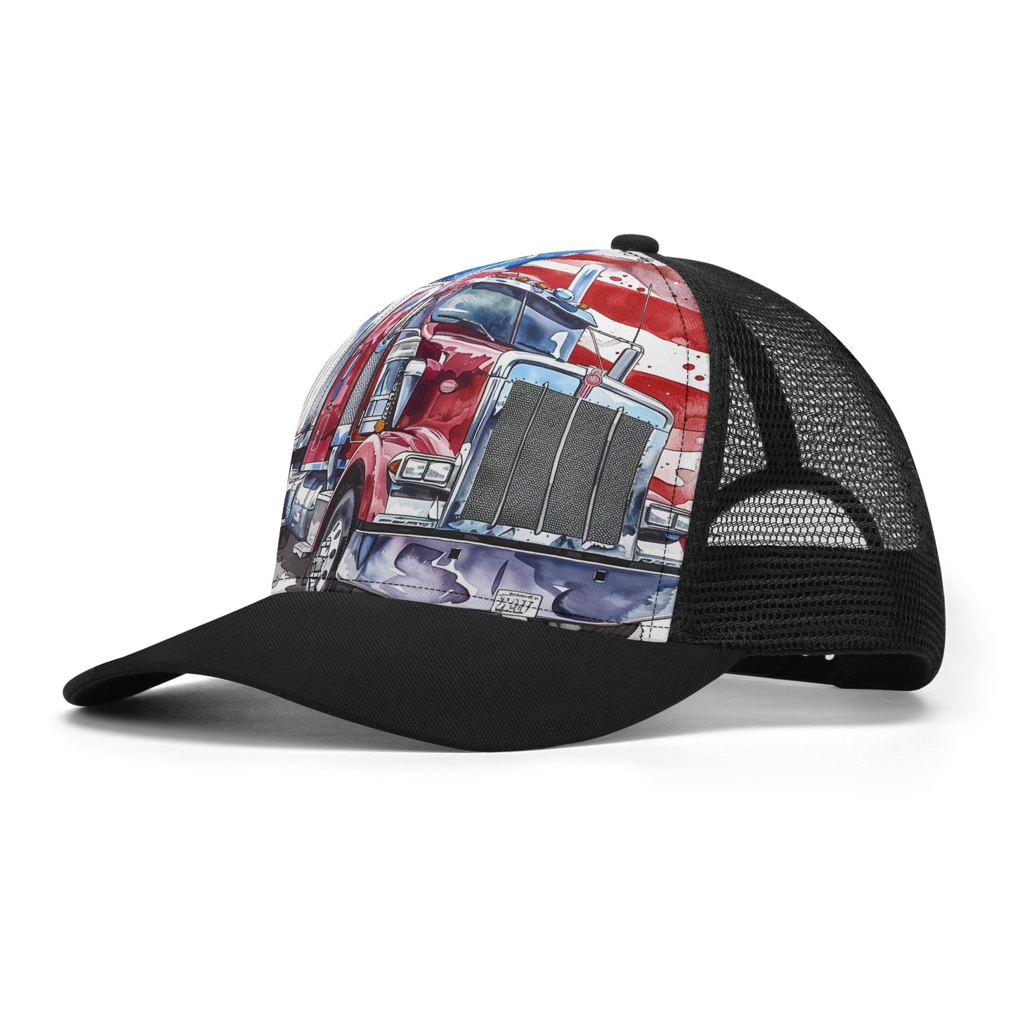 American Semi Truck Design Mesh Trucker Hat