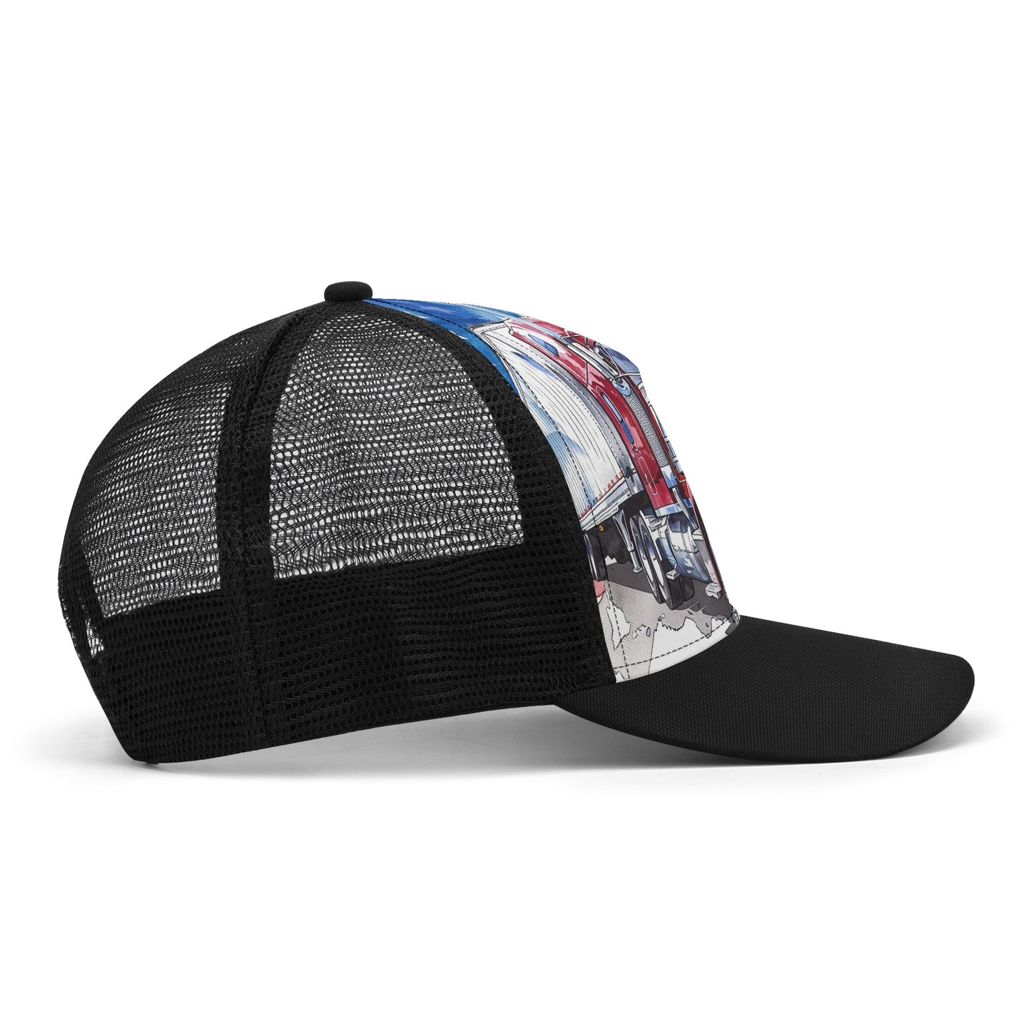 American Semi Truck Design Mesh Trucker Hat