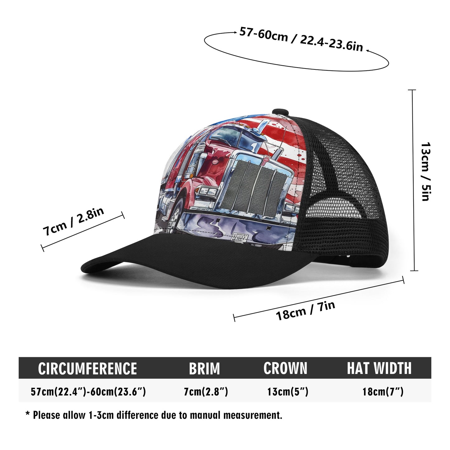 American Semi Truck Design Mesh Trucker Hat