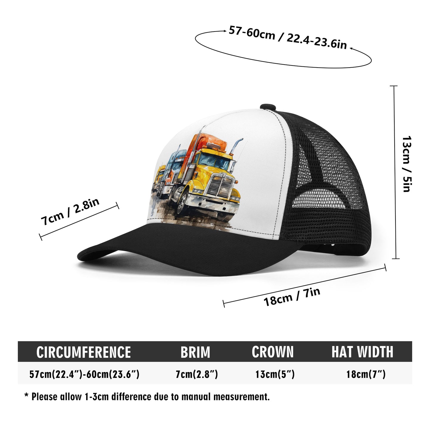 Semi Trucks Design Mesh Trucker Hat