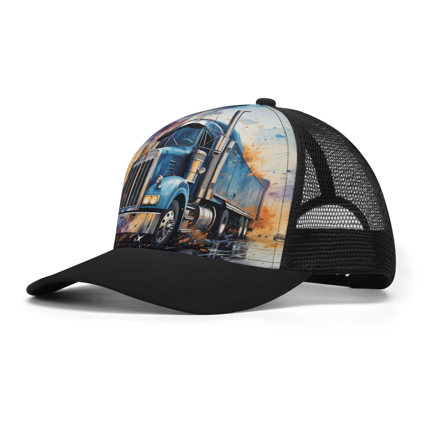 Semi Truck Design Mesh Trucker Hat