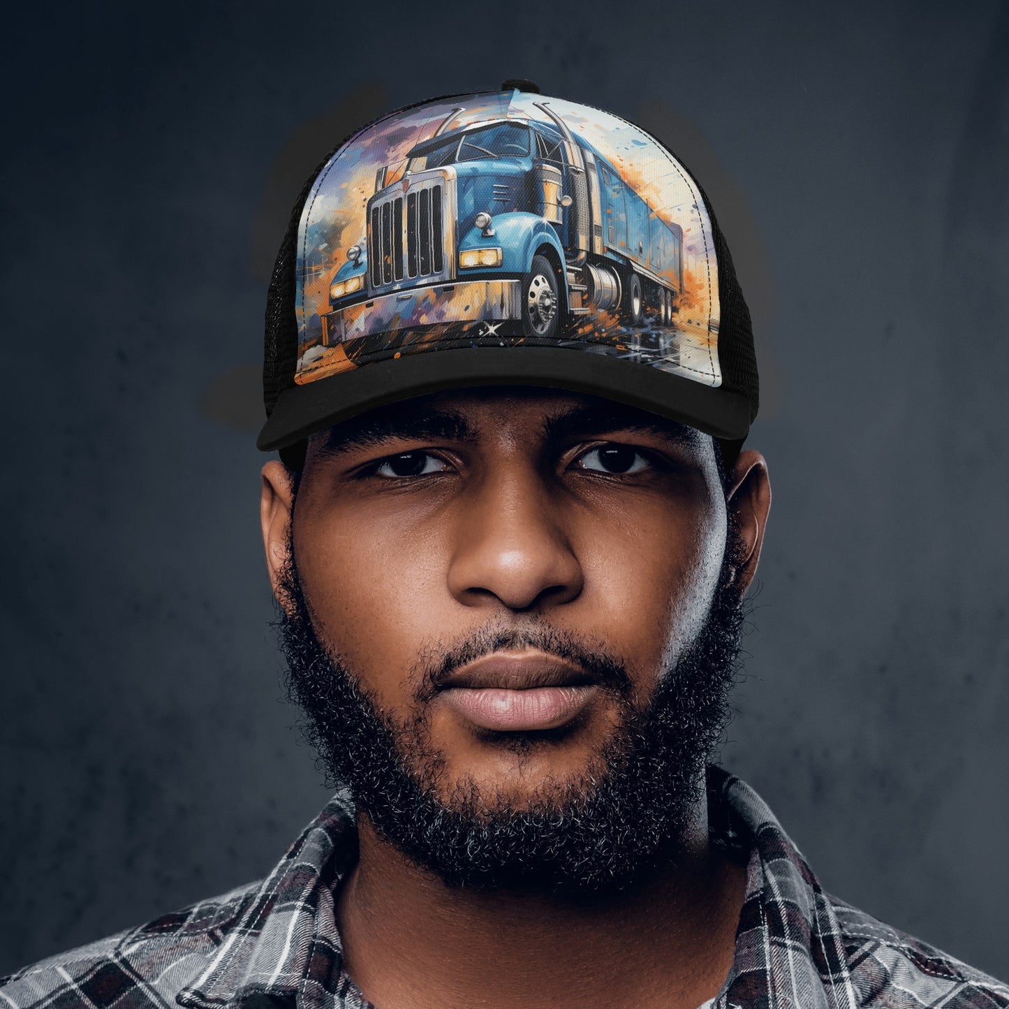 Semi Truck Design Mesh Trucker Hat