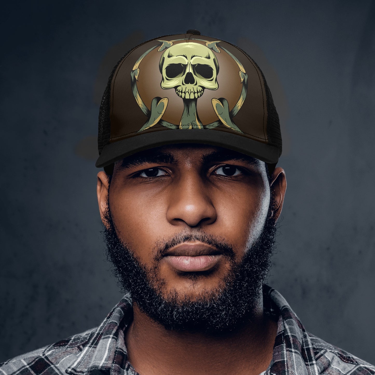 Skull Tattoo Design Mesh Trucker Hat