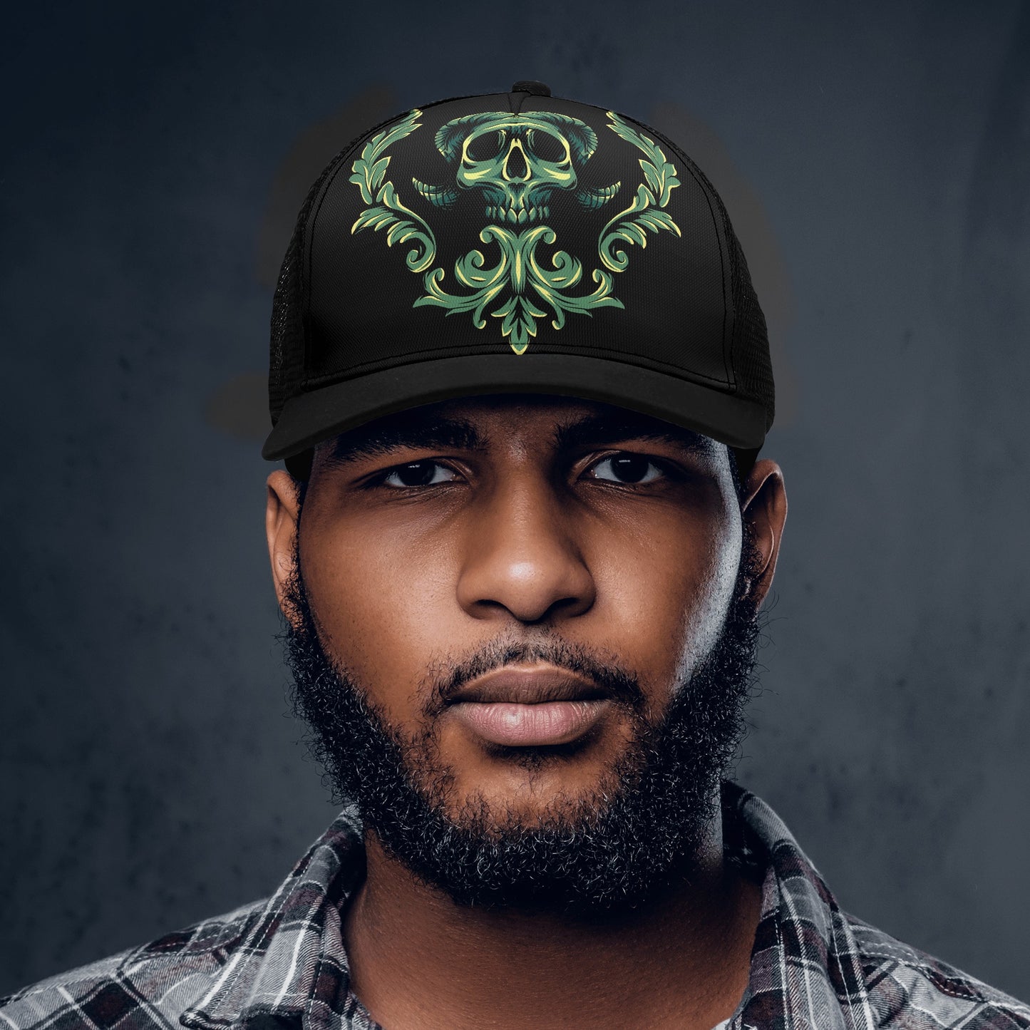 Skull Tattoo Design Mesh Trucker Hat