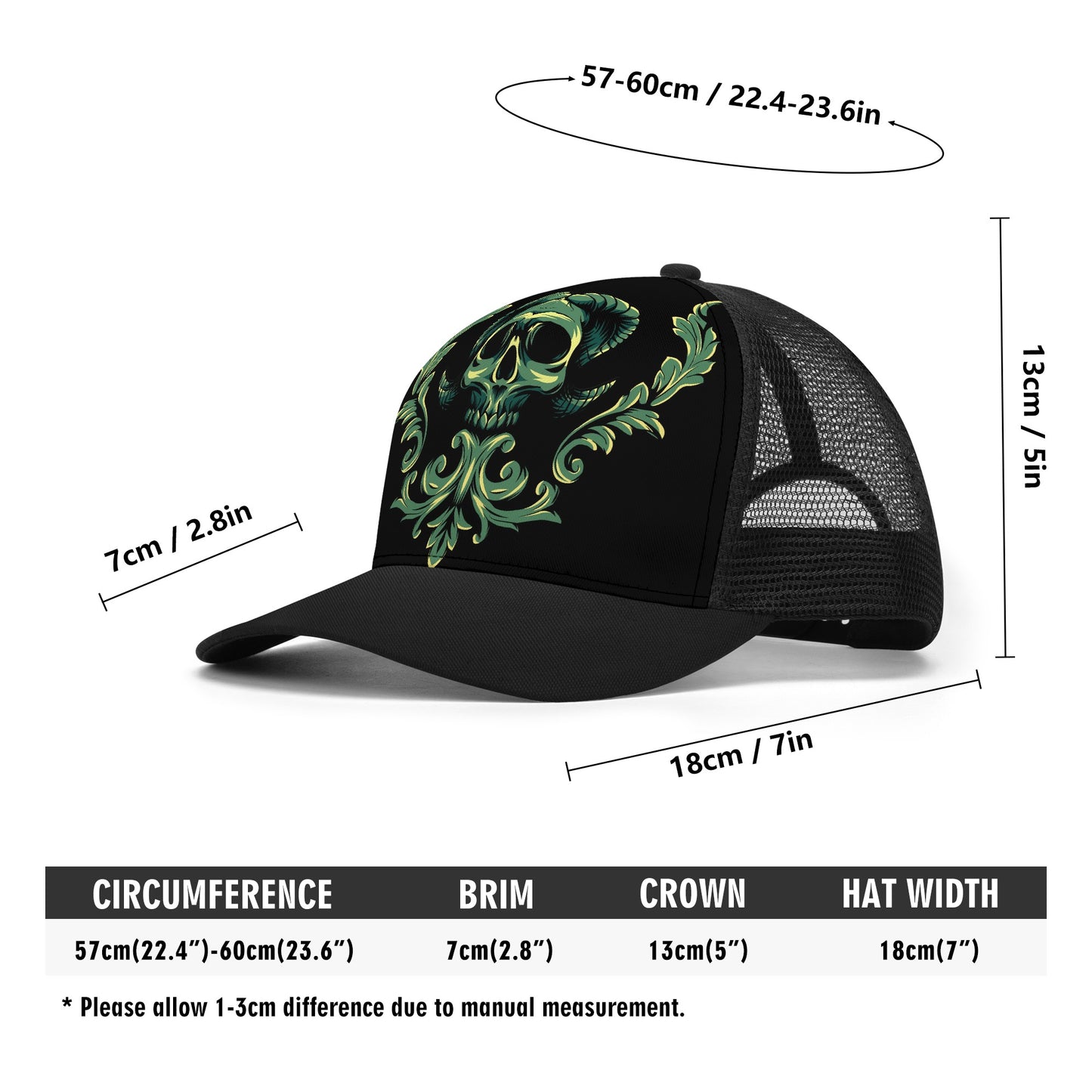 Skull Tattoo Design Mesh Trucker Hat