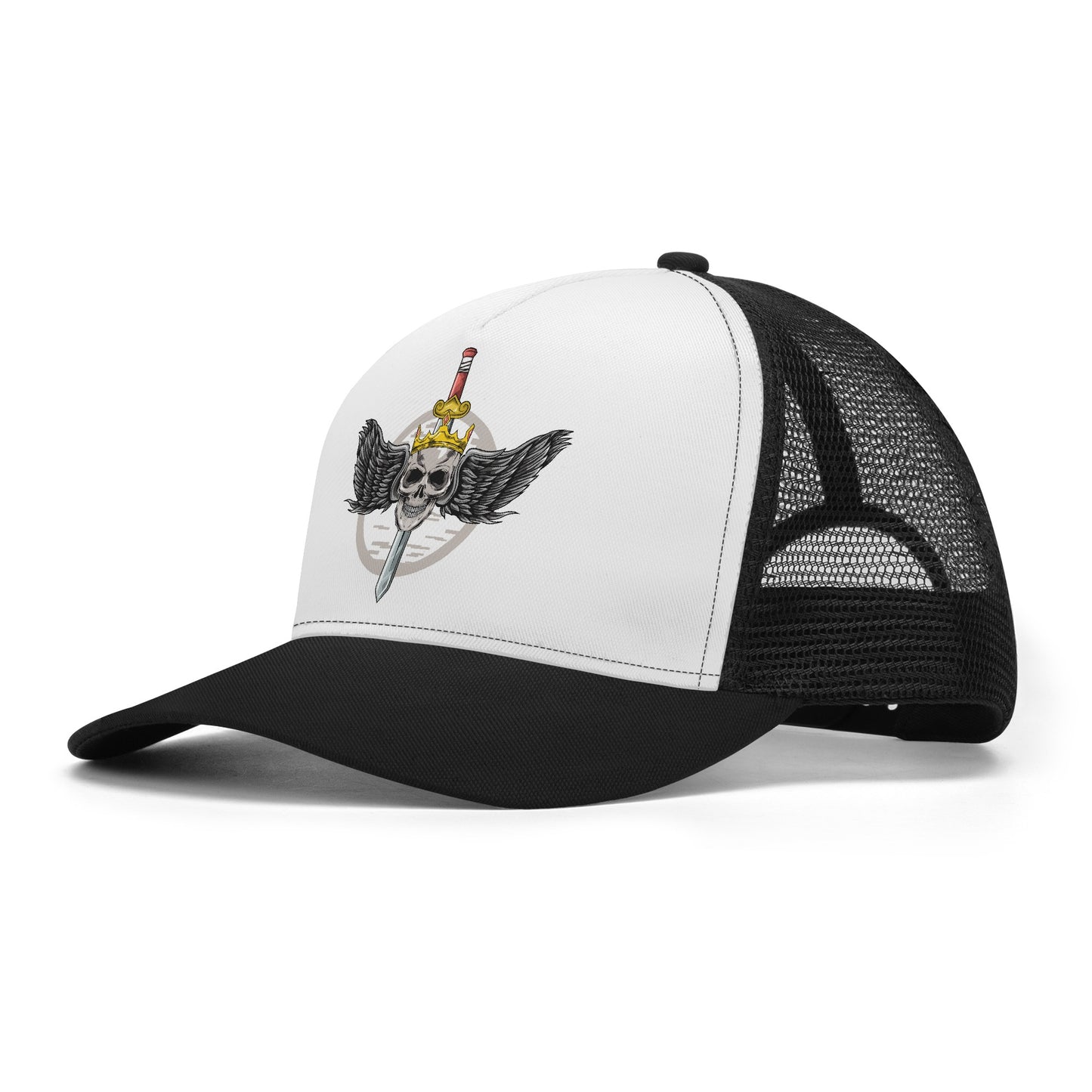 Flying Skull Tattoo Design Mesh Trucker Hat