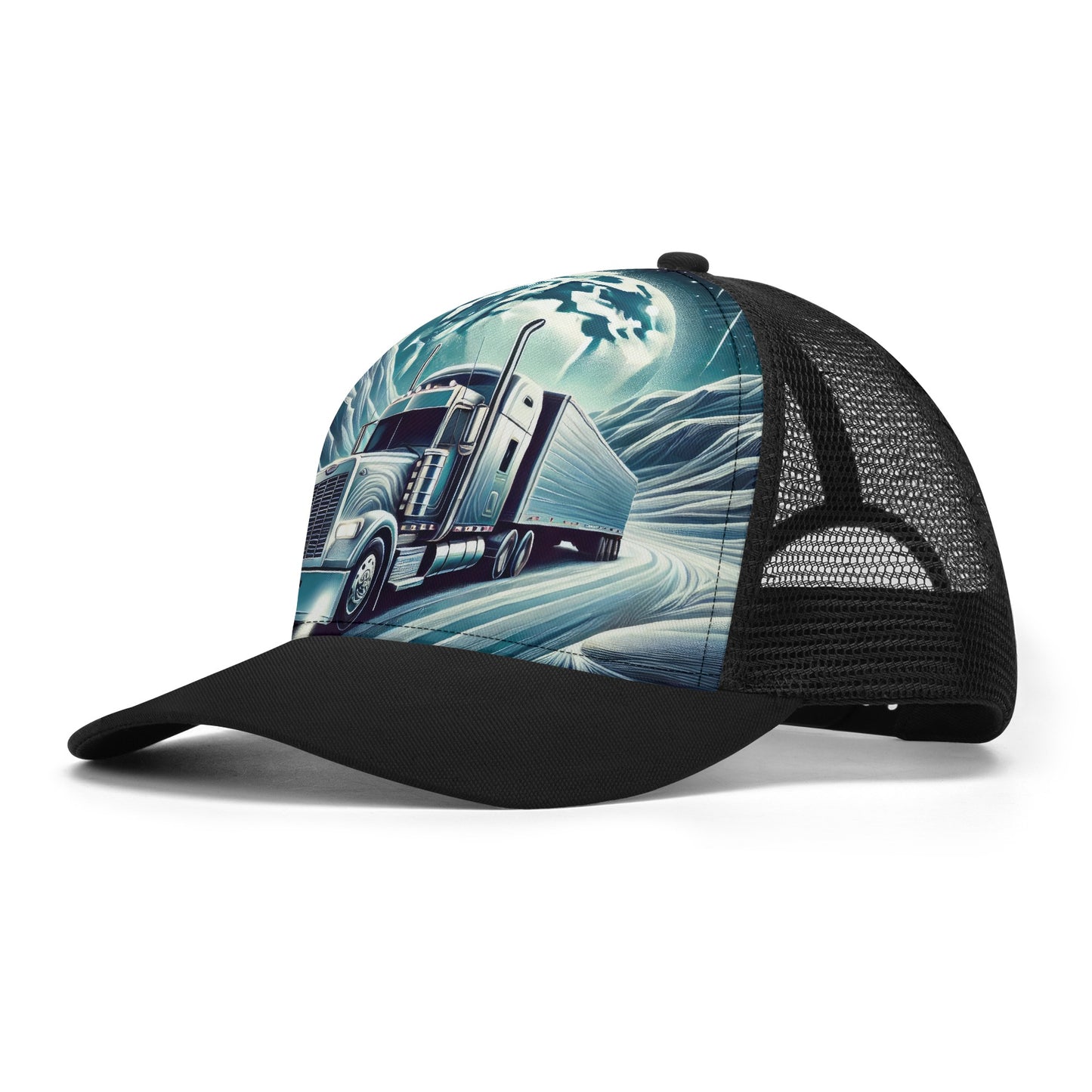 Semi Truck and Trailer Mesh Trucker Hat