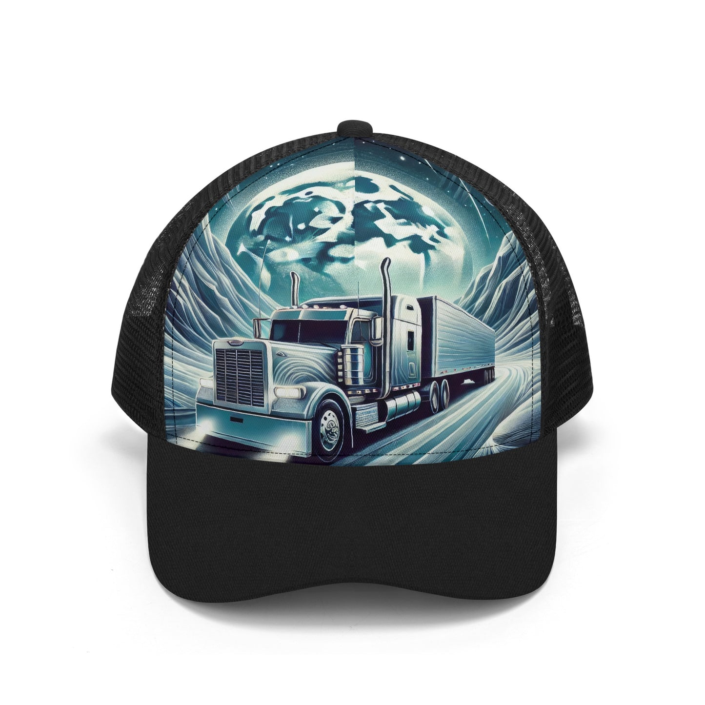 Semi Truck and Trailer Mesh Trucker Hat