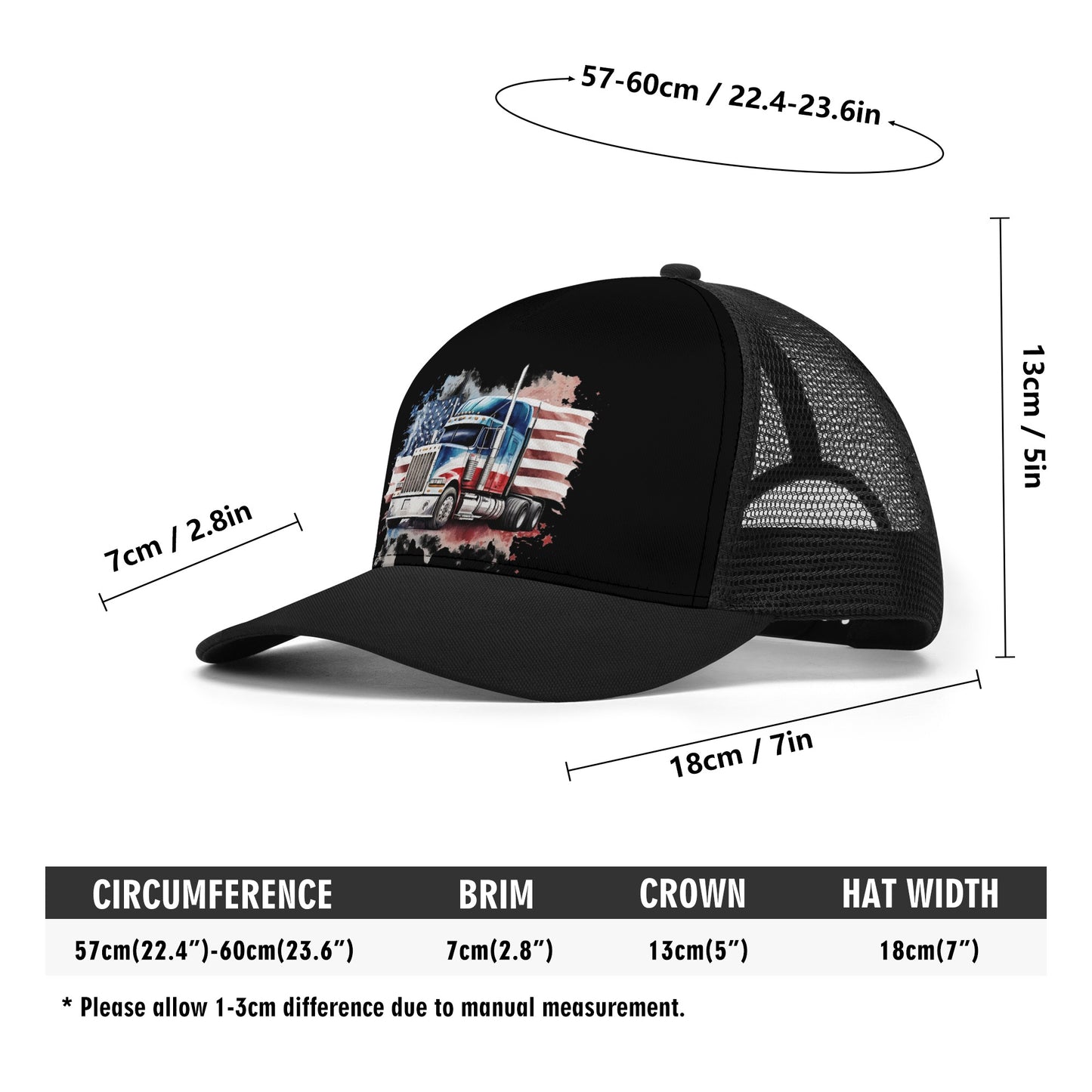 USA Semi Truck Mesh Trucker Hat