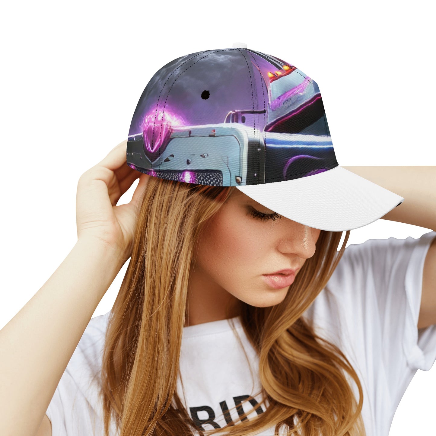 Purple Semi Truck All-over Print Baseball Cap