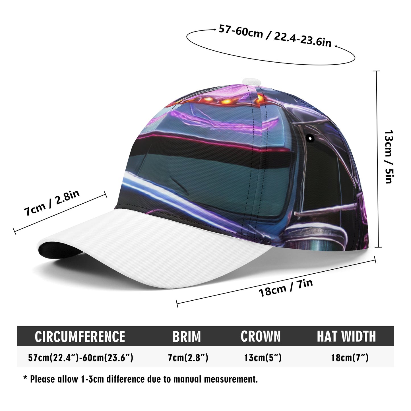 Purple Semi Truck All-over Print Baseball Cap