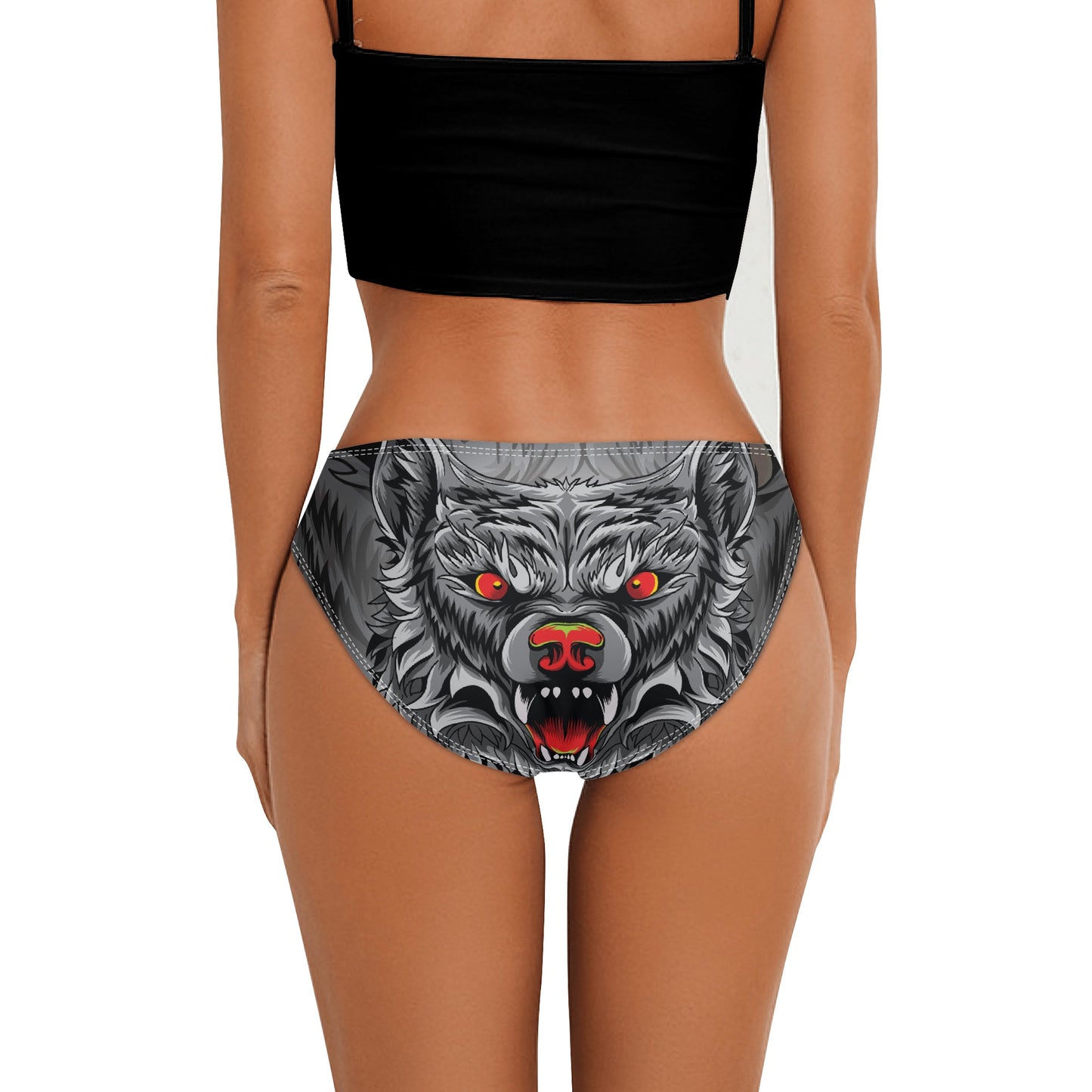 Angry Wolf Design Womens Seamless Panties Comfortable Breathable Underwear