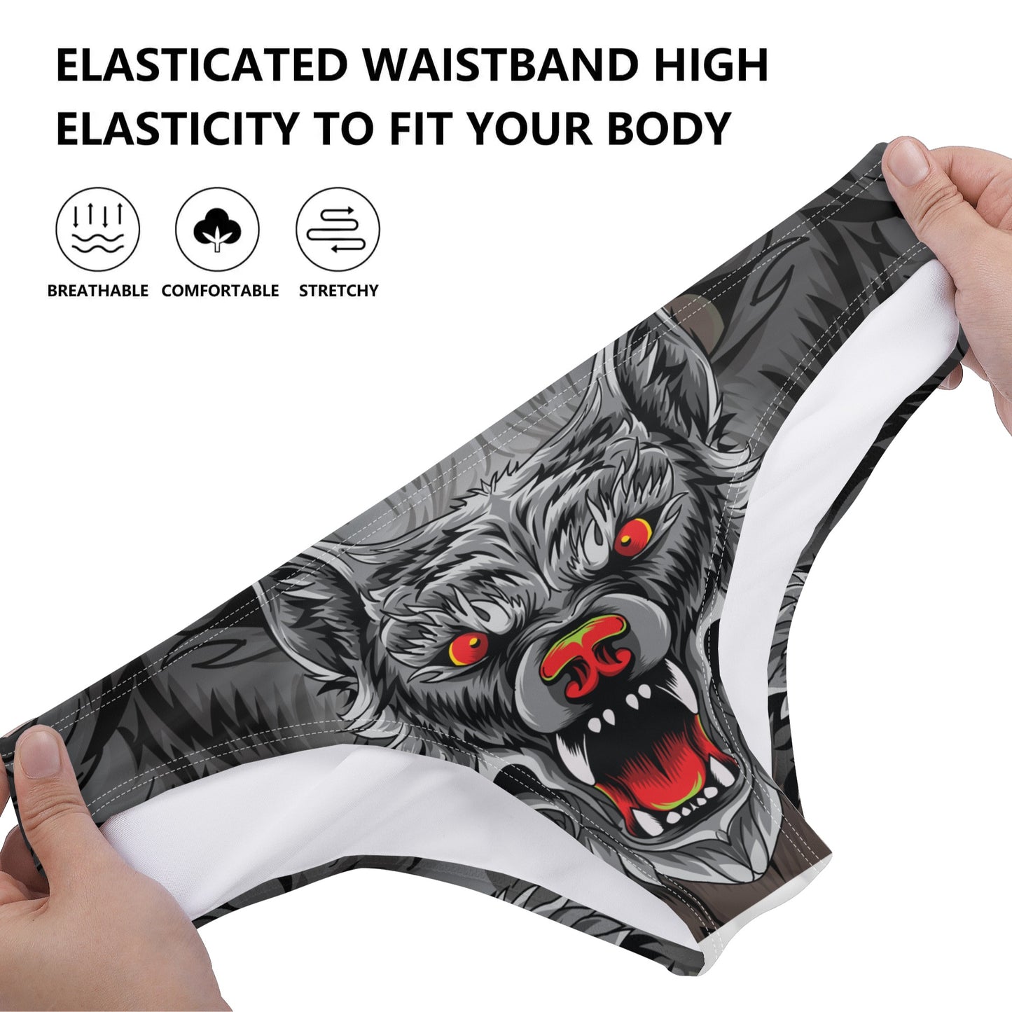 Angry Wolf Design Womens Seamless Panties Comfortable Breathable Underwear