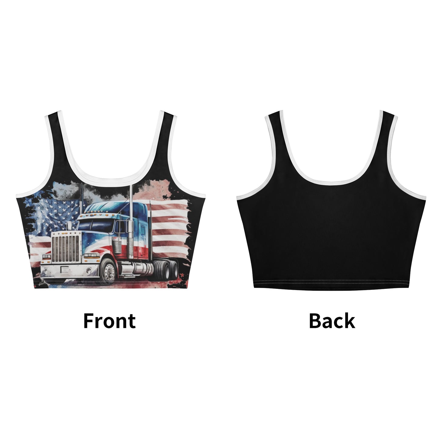 USA Semi Truck Womens Casual Summer Sleeveless Stretch Crop Tank Top Shirts