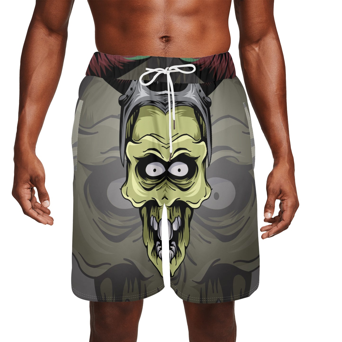 Skull Design Mens Basketball Mesh Shorts Sea Life Swim Trunks