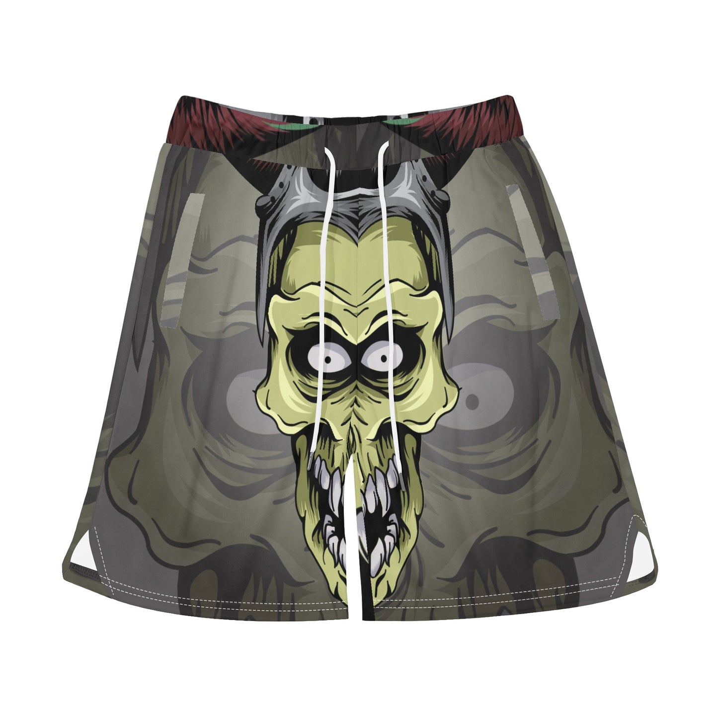 Skull Design Mens Basketball Mesh Shorts Sea Life Swim Trunks