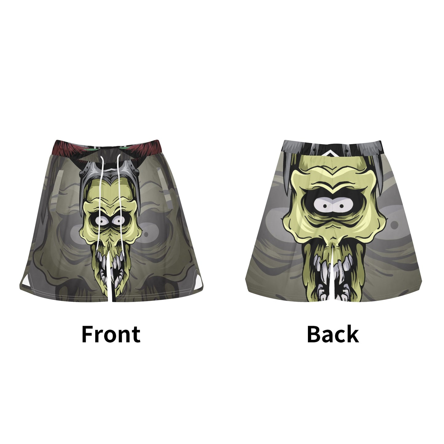 Skull Design Mens Basketball Mesh Shorts Sea Life Swim Trunks