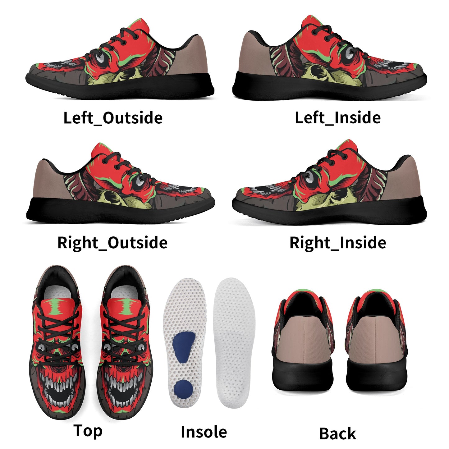 Exclusive Skull Design Adult Soft EVA & Jersey Fleece Fabric for Flat Tennis Shoes Athletic Shoes