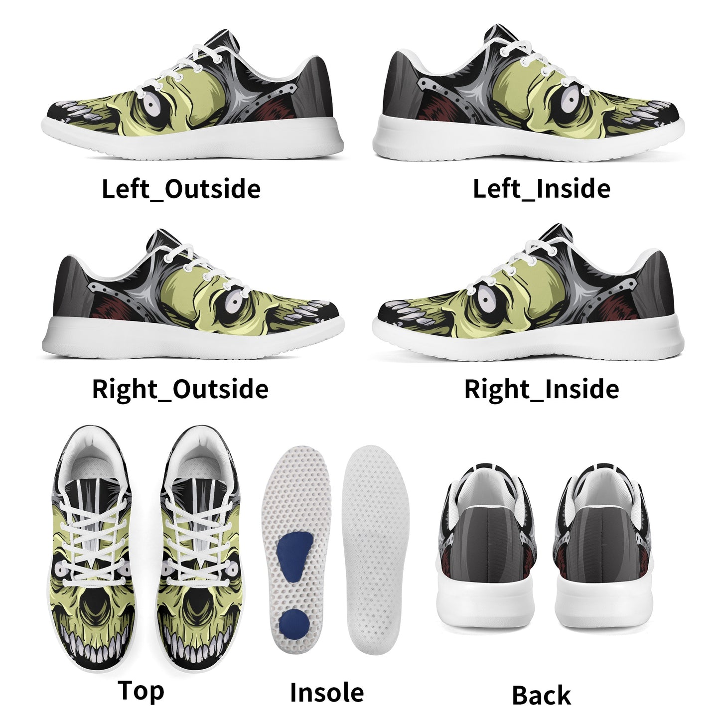 Exclusive Skull Design Adult Soft EVA & Jersey Fleece Fabric for Flat Tennis Shoes Athletic Shoes